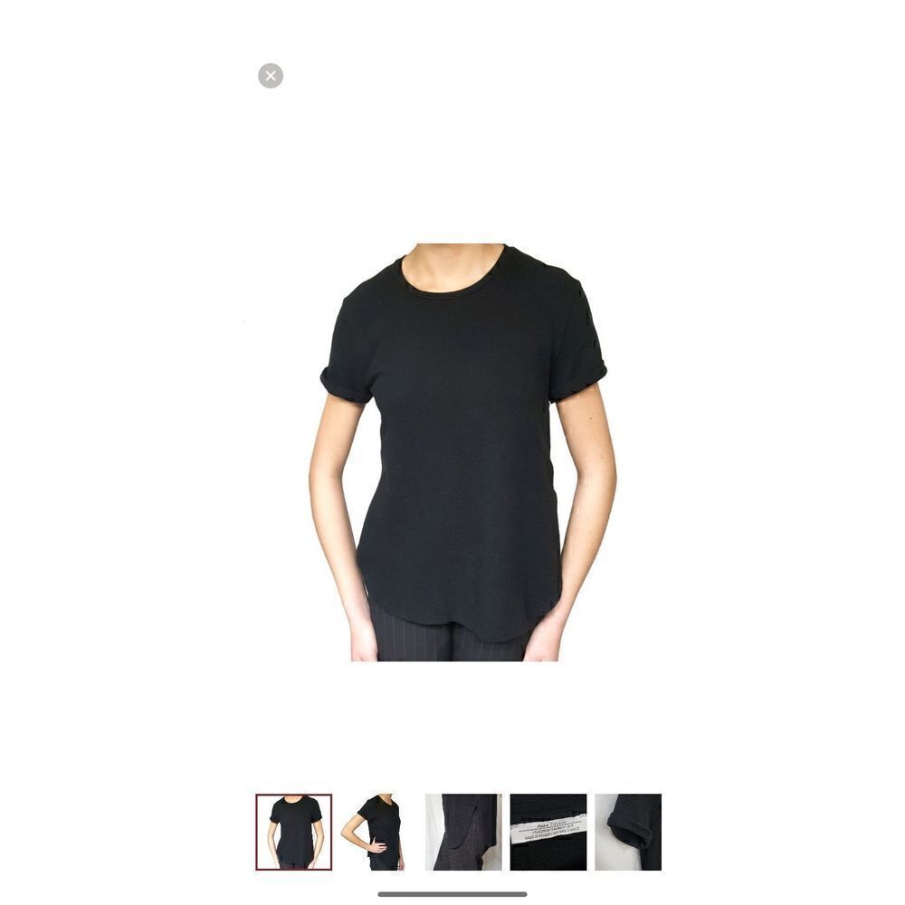 Zara trafaluc black cuffed short sleeve top